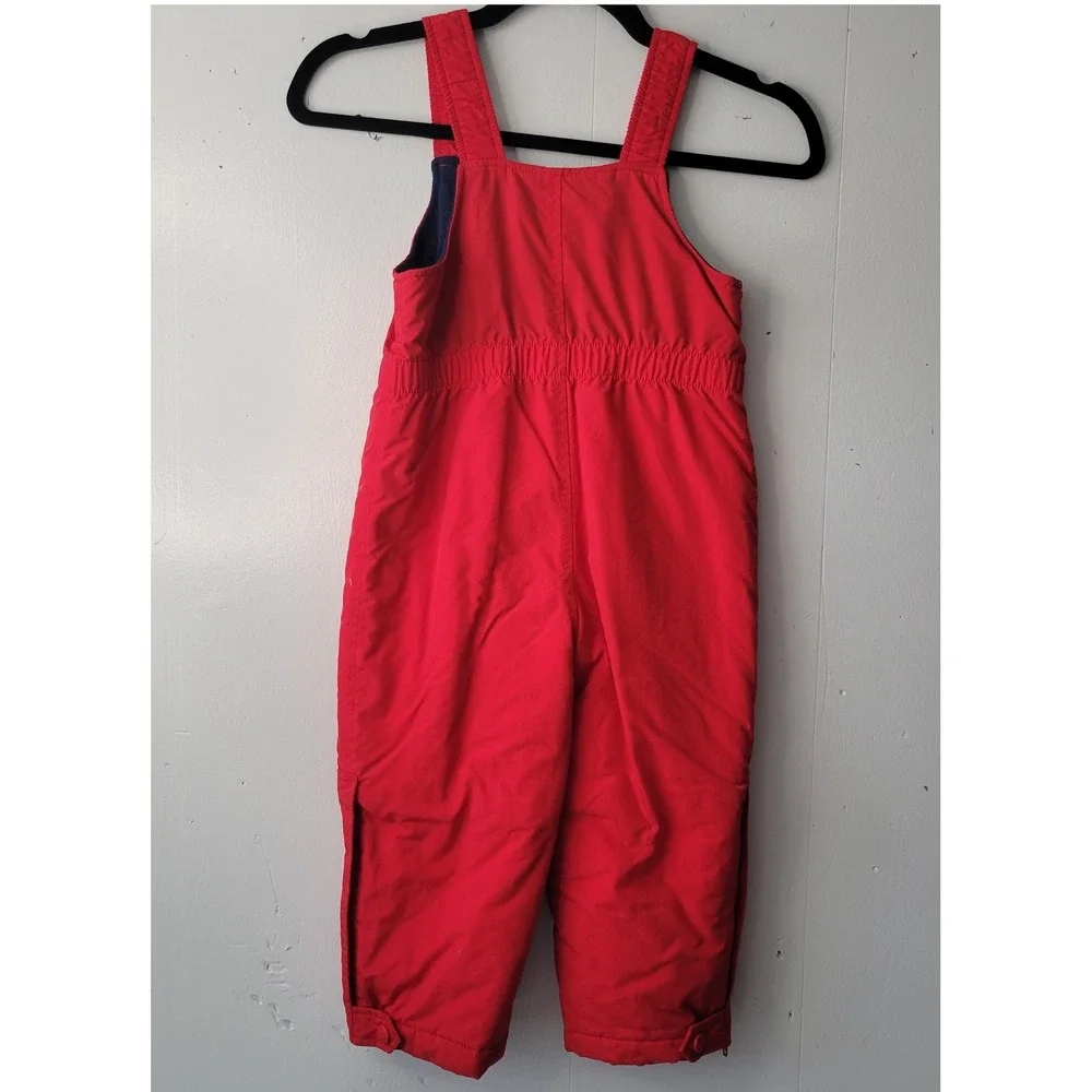 LL Bean Toddler Red Thinsulate Snow Bib Overalls Sz 4T Zip Front & Legs Boy Girl